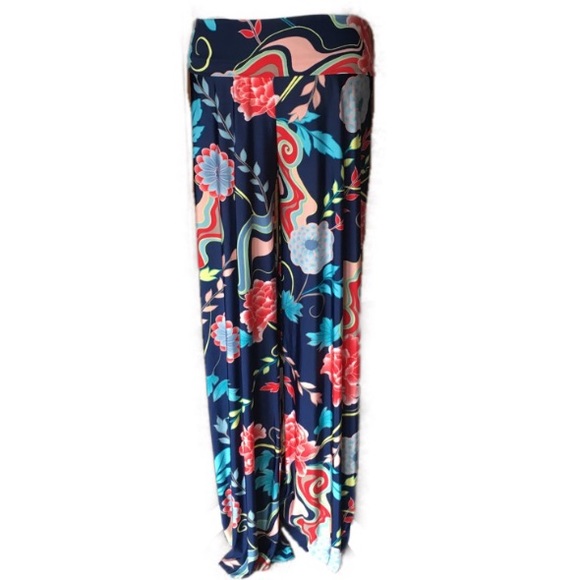 Uptown Pants - Fold Over Waist Palazzo Wide Leg Stretchy Pants